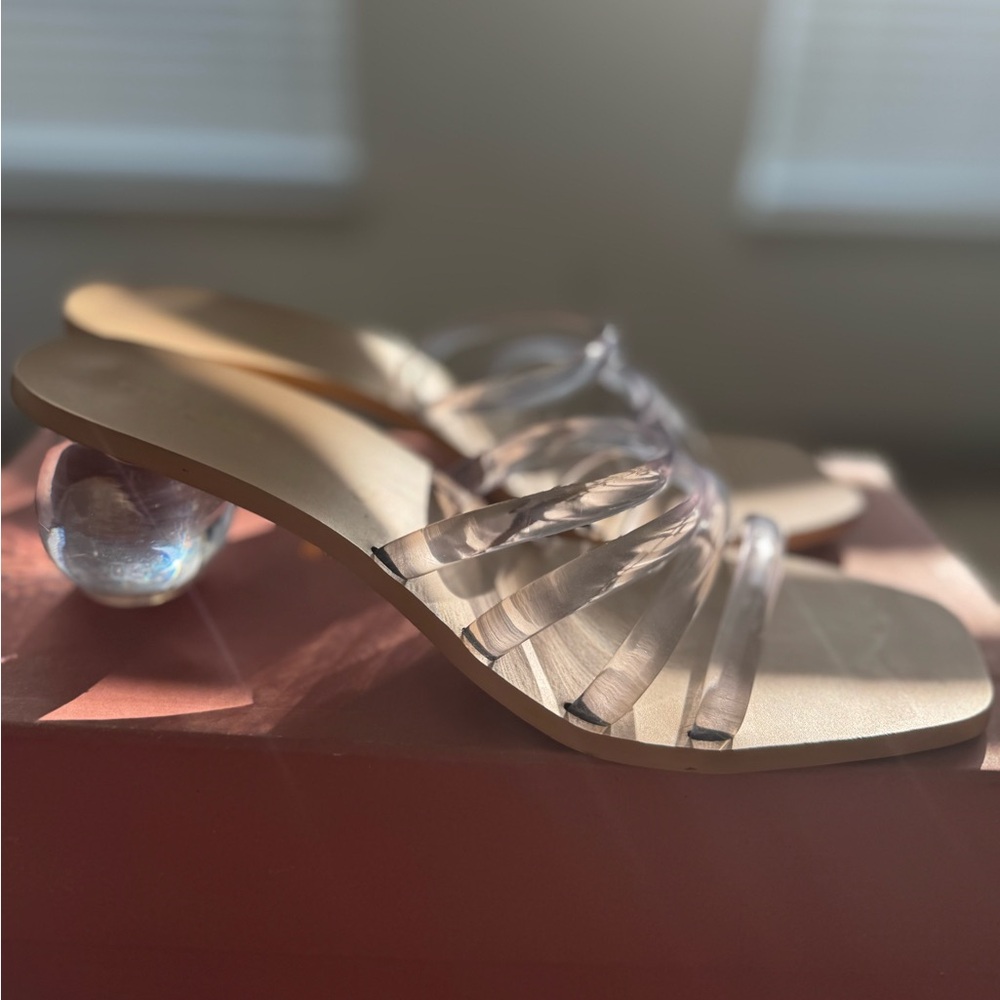 CULT GAIA Jennee PVC Slide Sandal Round Sphere translucent acrylic heel clear 10